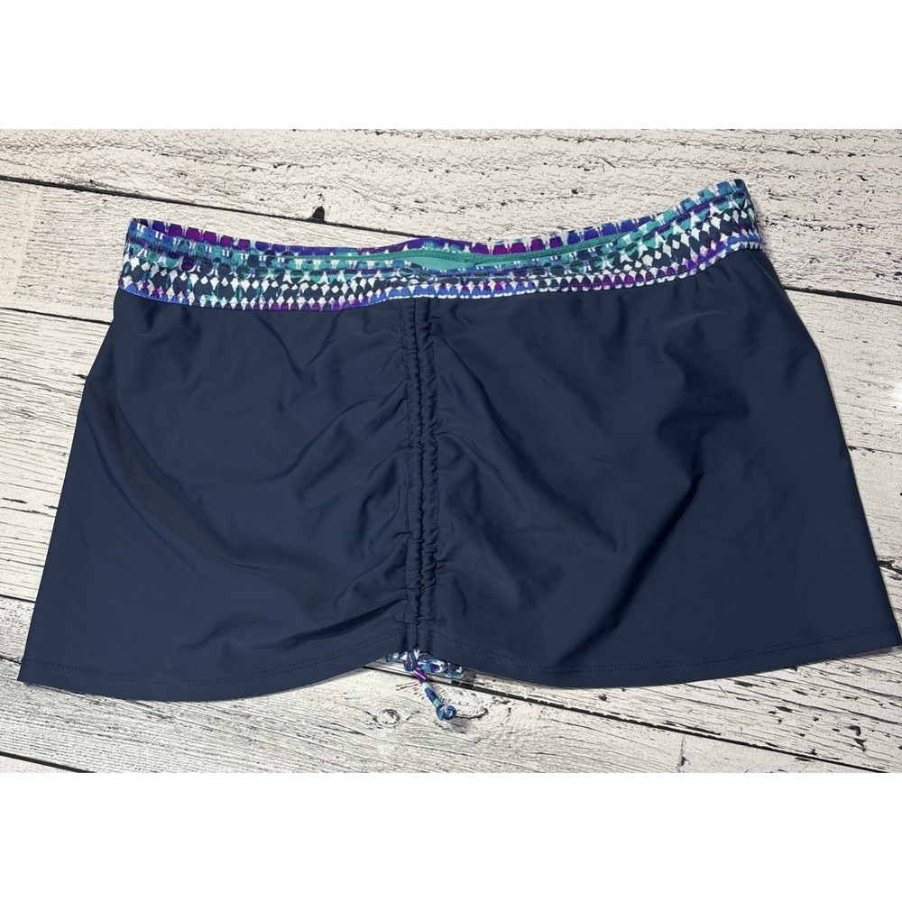 Free Country Women's Side Shirred Swim Skirt bottom size XXL(18) Lagoon/Slate - Picture 3 of 7